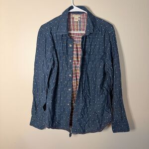 Carbon 2 cobalt SZ M 100% cotton long sleeve blue "sprinkle" pattern mens shirt